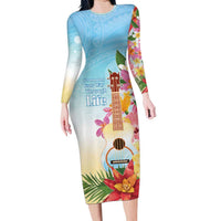 National Ukulele Day Family Matching Long Sleeve Bodycon Dress and Hawaiian Shirt Tropical Vibe LT05 Mom's Dress Colorful - Polynesian Pride