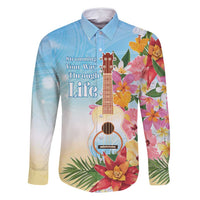 National Ukulele Day Family Matching Mermaid Dress and Hawaiian Shirt Tropical Vibe LT05 Dad's Shirt - Long Sleeve Colorful - Polynesian Pride