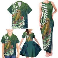 New Zealand Kea Bird Family Matching Tank Maxi Dress and Hawaiian Shirt With Maori Koru Fern LT05 - Polynesian Pride