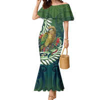 New Zealand Kea Bird Mermaid Dress With Maori Koru Fern LT05 Women Green - Polynesian Pride