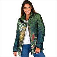 New Zealand Kea Bird Padded Jacket With Maori Koru Fern - Polynesian Pride