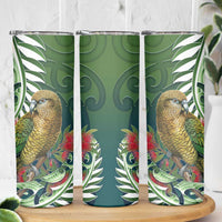 New Zealand Kea Bird Skinny Tumbler With Maori Koru Fern LT05 - Polynesian Pride