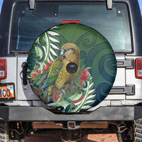 New Zealand Kea Bird Spare Tire Cover With Maori Koru Fern LT05 Green - Polynesian Pride