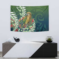 New Zealand Kea Bird Tapestry With Maori Koru Fern - Polynesian Pride