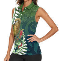 New Zealand Kea Bird Women Sleeveless Polo Shirt With Maori Koru Fern LT05 - Polynesian Pride