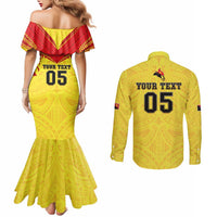 Papua New Guinea Rugby Custom Couples Matching Mermaid Dress and Long Sleeve Button Shirt Kumuls Heritage LT05 - Polynesian Pride