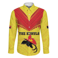 Papua New Guinea Rugby Custom Family Matching Off The Shoulder Long Sleeve Dress and Hawaiian Shirt Kumuls Heritage LT05 Dad's Shirt - Long Sleeve Yellow - Polynesian Pride