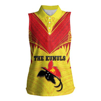 Papua New Guinea Rugby Custom Women Sleeveless Polo Shirt Kumuls Heritage LT05 Female Yellow - Polynesian Pride
