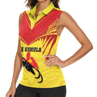 Papua New Guinea Rugby Custom Women Sleeveless Polo Shirt Kumuls Heritage LT05 - Polynesian Pride