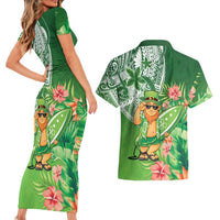 Aloha Hawaii St Patrick's Day Couples Matching Short Sleeve Bodycon Dress and Hawaiian Shirt Polynesian Style LT05 - Polynesian Pride