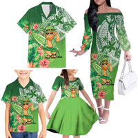 Aloha Hawaii St Patrick's Day Family Matching Off The Shoulder Long Sleeve Dress and Hawaiian Shirt Polynesian Style LT05 - Polynesian Pride