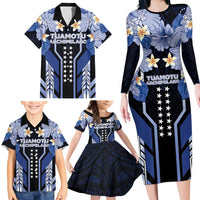 French Polynesia Tuamotu Archipelago Family Matching Long Sleeve Bodycon Dress and Hawaiian Shirt Polynesian Pattern Unique Style LT05 - Polynesian Pride