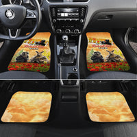 Australia And New Zealand ANZAC Day Car Mats Kangaroo And Kiwi Bird Soldiers Lest We Forget LT05 Set 4pcs Yellow - Polynesian Pride
