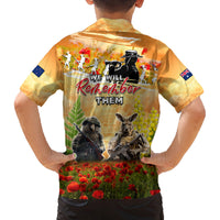 Australia And New Zealand ANZAC Day Family Matching Off Shoulder Short Dress and Hawaiian Shirt Kangaroo And Kiwi Bird Soldiers Lest We Forget LT05 - Polynesian Pride