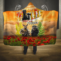 Australia And New Zealand ANZAC Day Hooded Blanket Kangaroo And Kiwi Bird Soldiers Lest We Forget LT05 One Size Yellow - Polynesian Pride
