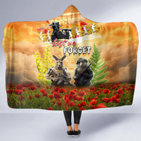 Australia And New Zealand ANZAC Day Hooded Blanket Kangaroo And Kiwi Bird Soldiers Lest We Forget LT05 - Polynesian Pride
