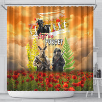 Australia And New Zealand ANZAC Day Shower Curtain Kangaroo And Kiwi Bird Soldiers Lest We Forget LT05 - Polynesian Pride