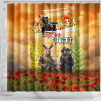 Australia And New Zealand ANZAC Day Shower Curtain Kangaroo And Kiwi Bird Soldiers Lest We Forget LT05 - Polynesian Pride