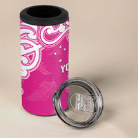 New Zealand Fern Women Rugby Custom 4 in 1 Can Cooler Tumbler Pink Maori Pattern LT05 - Polynesian Pride