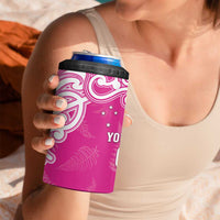 New Zealand Fern Women Rugby Custom 4 in 1 Can Cooler Tumbler Pink Maori Pattern LT05 - Polynesian Pride
