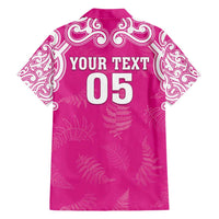 New Zealand Fern Women Rugby Custom Family Matching Off Shoulder Maxi Dress and Hawaiian Shirt Pink Maori Pattern LT05 - Polynesian Pride