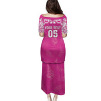 New Zealand Fern Women Rugby Custom Family Matching Puletasi and Hawaiian Shirt Pink Maori Pattern LT05 - Polynesian Pride