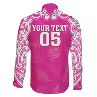 New Zealand Fern Women Rugby Custom Family Matching Short Sleeve Bodycon Dress and Hawaiian Shirt Pink Maori Pattern LT05 - Polynesian Pride