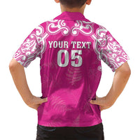 New Zealand Fern Women Rugby Custom Family Matching Summer Maxi Dress and Hawaiian Shirt Pink Maori Pattern LT05 - Polynesian Pride