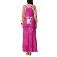 New Zealand Fern Women Rugby Custom Family Matching Tank Maxi Dress and Hawaiian Shirt Pink Maori Pattern LT05 - Polynesian Pride