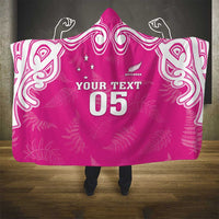New Zealand Fern Women Rugby Custom Hooded Blanket Pink Maori Pattern LT05 - Polynesian Pride