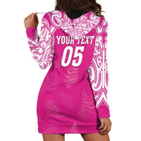 New Zealand Fern Women Rugby Custom Hoodie Dress Pink Maori Pattern LT05 - Polynesian Pride