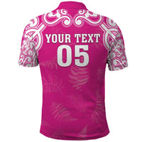 New Zealand Fern Women Rugby Custom Polo Shirt Pink Maori Pattern LT05 - Polynesian Pride