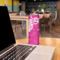 New Zealand Fern Women Rugby Custom Skinny Tumbler Pink Maori Pattern LT05 - Polynesian Pride