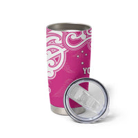 New Zealand Fern Women Rugby Custom Tumbler Cup Pink Maori Pattern LT05 - Polynesian Pride