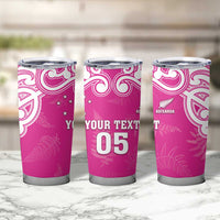 New Zealand Fern Women Rugby Custom Tumbler Cup Pink Maori Pattern LT05 - Polynesian Pride
