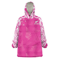 New Zealand Fern Women Rugby Custom Wearable Blanket Hoodie Pink Maori Pattern LT05 One Size Pink - Polynesian Pride
