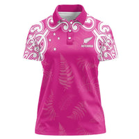 New Zealand Fern Women Rugby Custom Women Polo Shirt Pink Maori Pattern LT05 Female Pink - Polynesian Pride