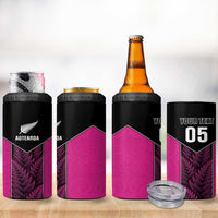 New Zealand Fern Rugby Custom 4 in 1 Can Cooler Tumbler Pink Maori Pattern LT05 - Polynesian Pride