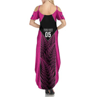 New Zealand Fern Rugby Custom Family Matching Summer Maxi Dress and Hawaiian Shirt Pink Maori Pattern LT05 - Polynesian Pride
