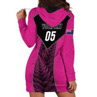 New Zealand Fern Rugby Custom Hoodie Dress Pink Maori Pattern LT05 - Polynesian Pride
