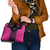New Zealand Fern Rugby Shoulder Handbag Pink Maori Pattern