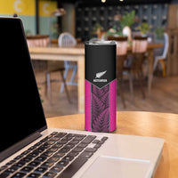 New Zealand Fern Rugby Custom Skinny Tumbler Pink Maori Pattern LT05 - Polynesian Pride