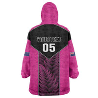 New Zealand Fern Rugby Custom Wearable Blanket Hoodie Pink Maori Pattern LT05 - Polynesian Pride