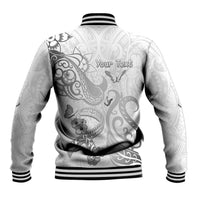 Personalised Brain Cancer Awareness Baseball Jacket Ribbon Polynesian Pattern