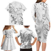 Personalised Brain Cancer Awareness Family Matching Long Sleeve Bodycon Dress and Hawaiian Shirt Ribbon Polynesian Pattern LT05 - Polynesian Pride