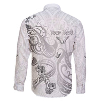 Personalised Brain Cancer Awareness Family Matching Off The Shoulder Long Sleeve Dress and Hawaiian Shirt Ribbon Polynesian Pattern LT05 - Polynesian Pride