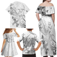 Personalised Brain Cancer Awareness Family Matching Off Shoulder Maxi Dress and Hawaiian Shirt Ribbon Polynesian Pattern LT05 - Polynesian Pride