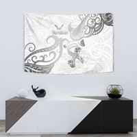 Brain Cancer Awareness Tapestry Ribbon Polynesian Pattern