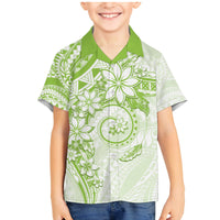 Polynesian Pattern With Plumeria Flowers Family Matching Mermaid Dress and Hawaiian Shirt Lime Green LT05 Son's Shirt Lime Green - Polynesian Pride