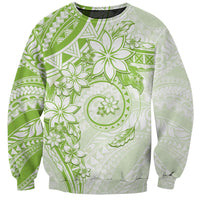 Polynesian Pattern With Plumeria Flowers Sweatshirt Lime Green